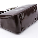 Prada Sac à poignée Spazzolato logo en cuir verni marron