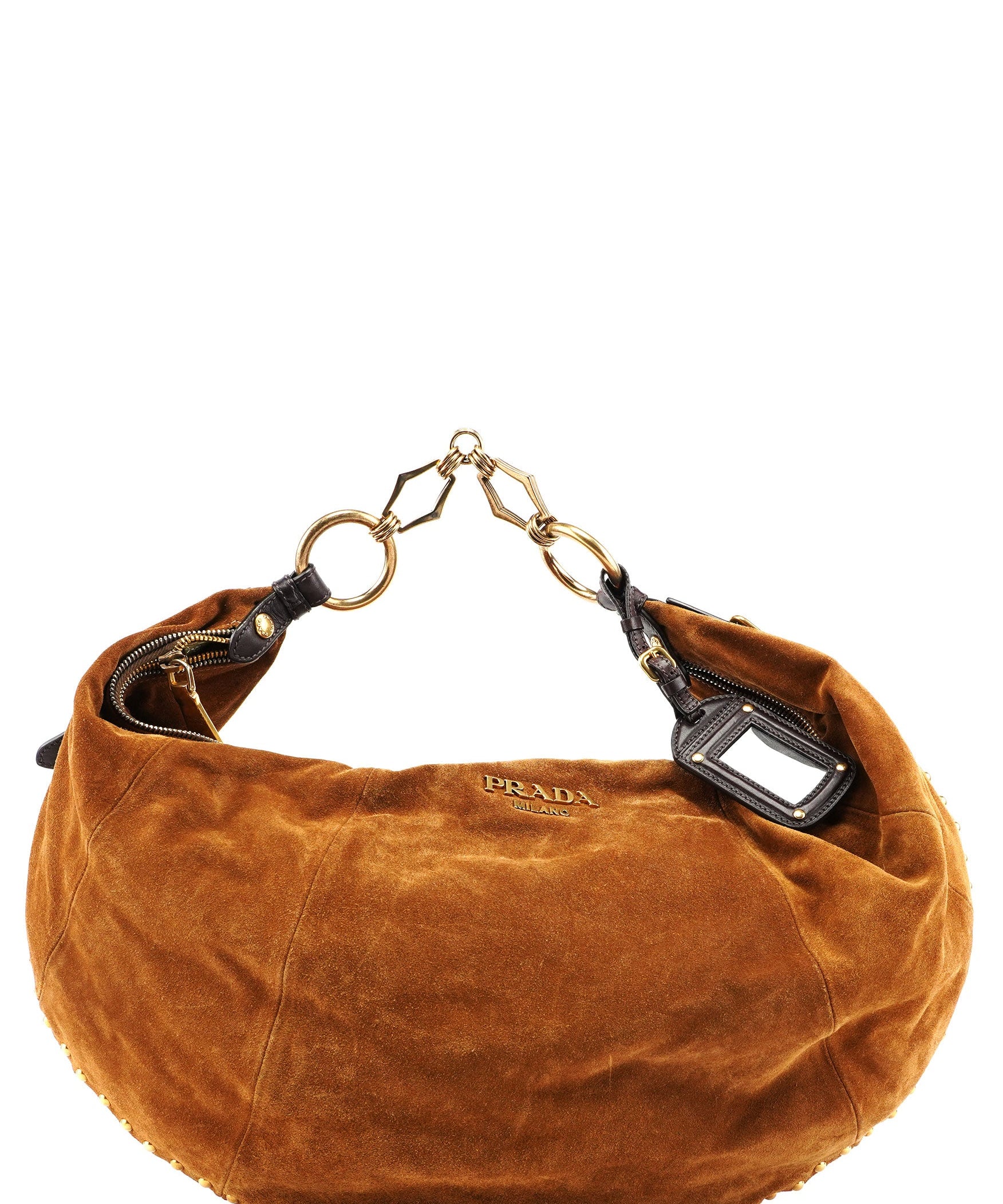 Prada Brown Suede Hobo Shoulder Bag