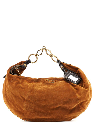 Prada Brown Suede Hobo Shoulder Bag