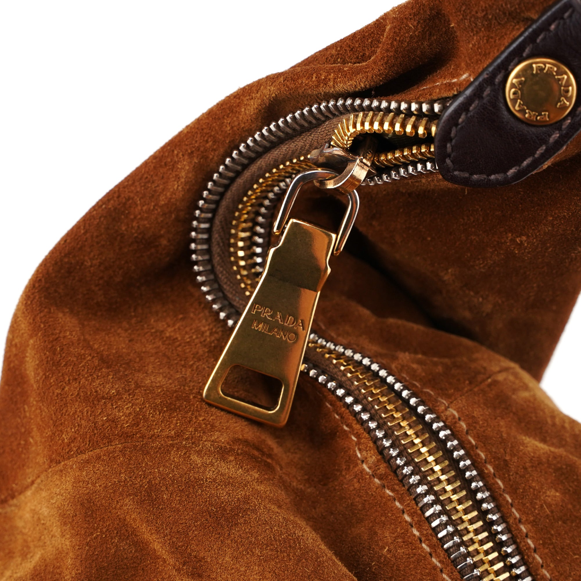 Prada Brown Suede Hobo Shoulder Bag