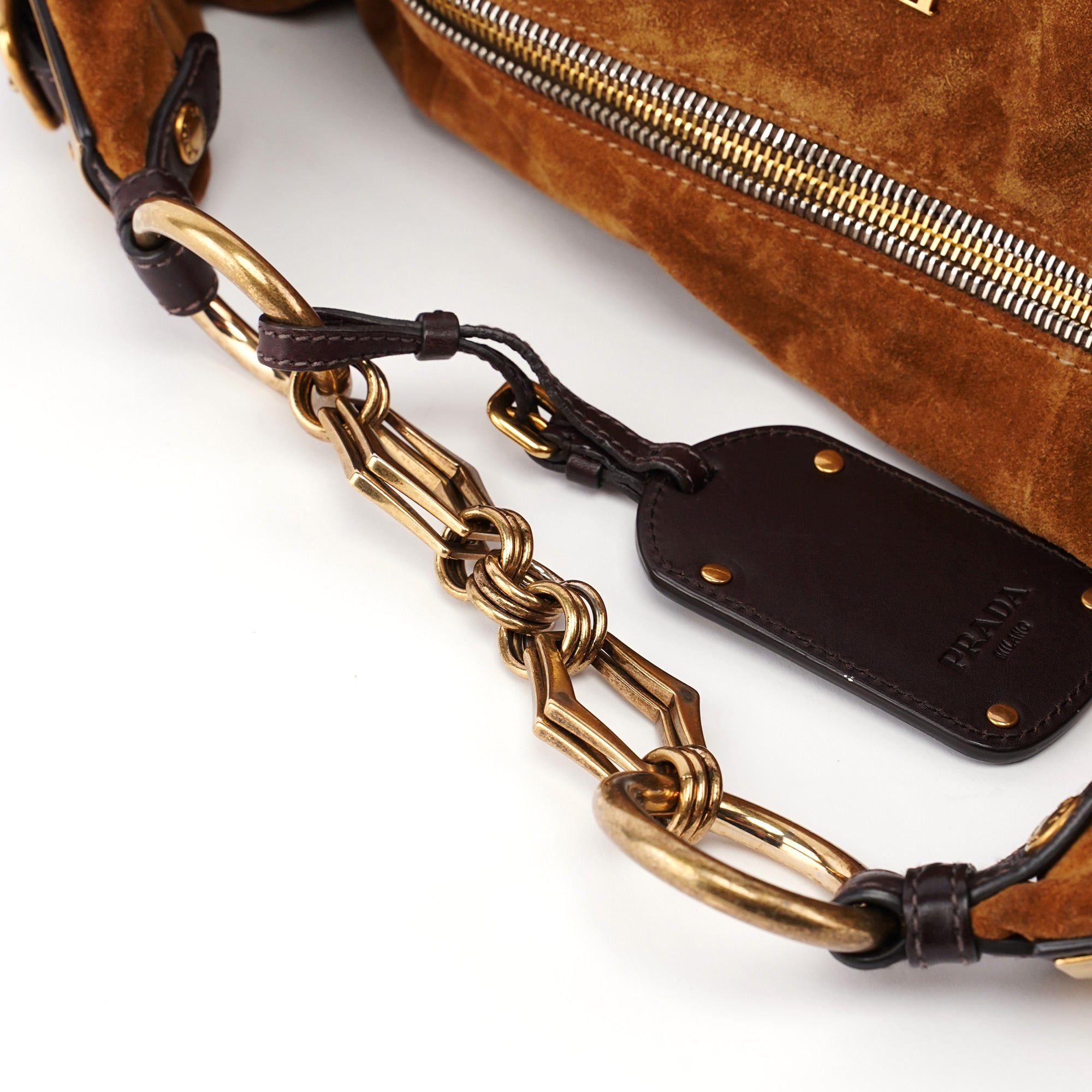Prada Brown Suede Hobo Shoulder Bag