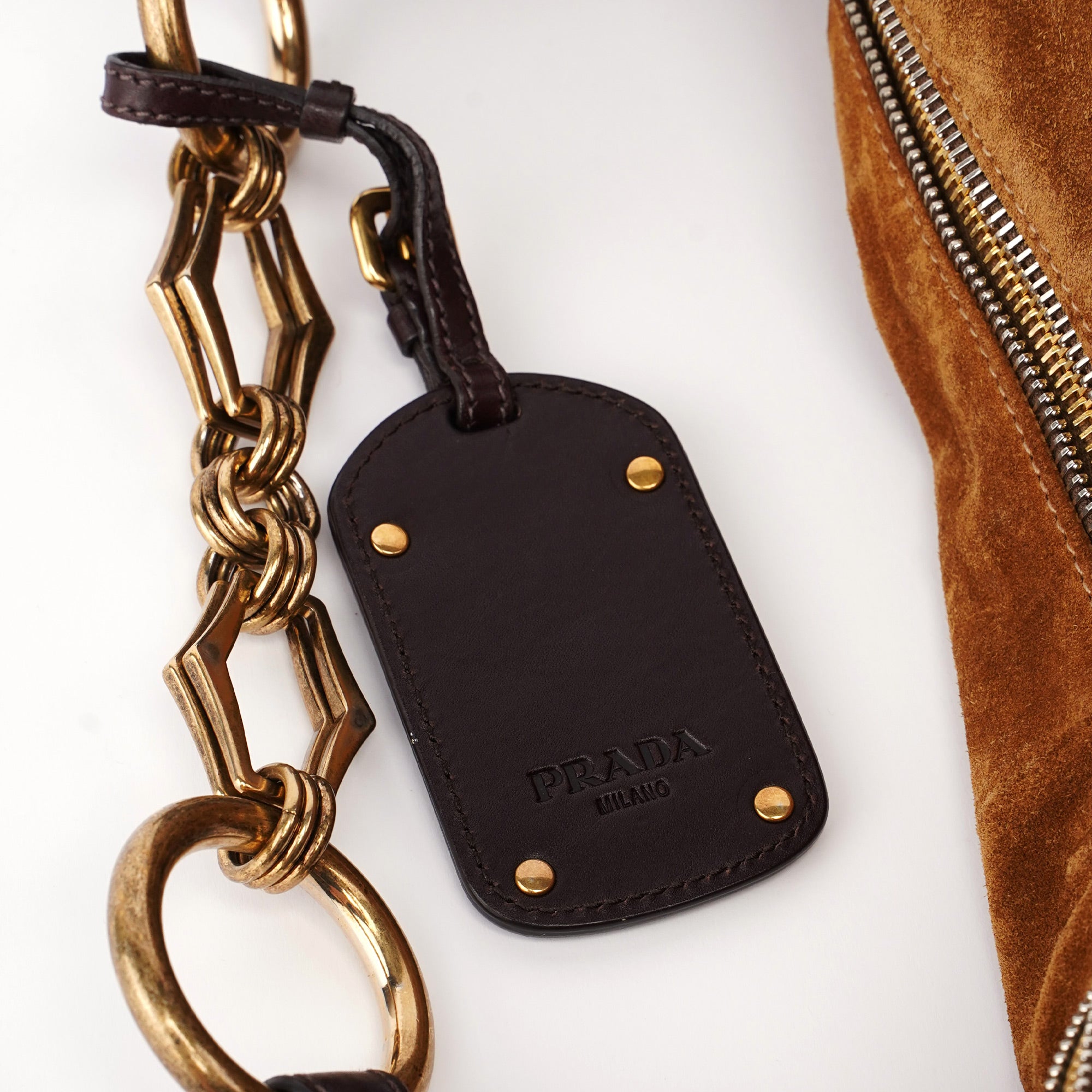 Prada Brown Suede Hobo Shoulder Bag