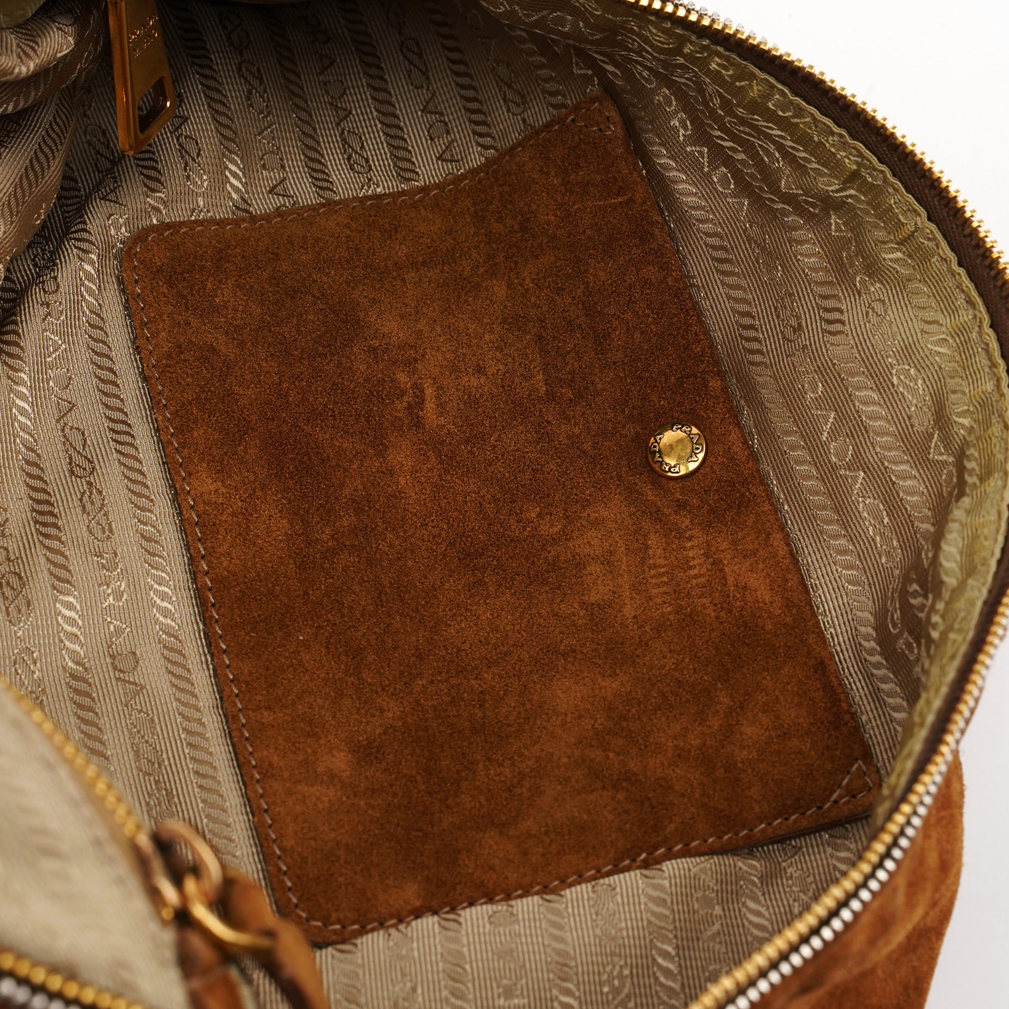 Prada Brown Suede Hobo Shoulder Bag