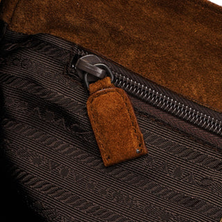 Prada Brown Suede Shoulder Bag