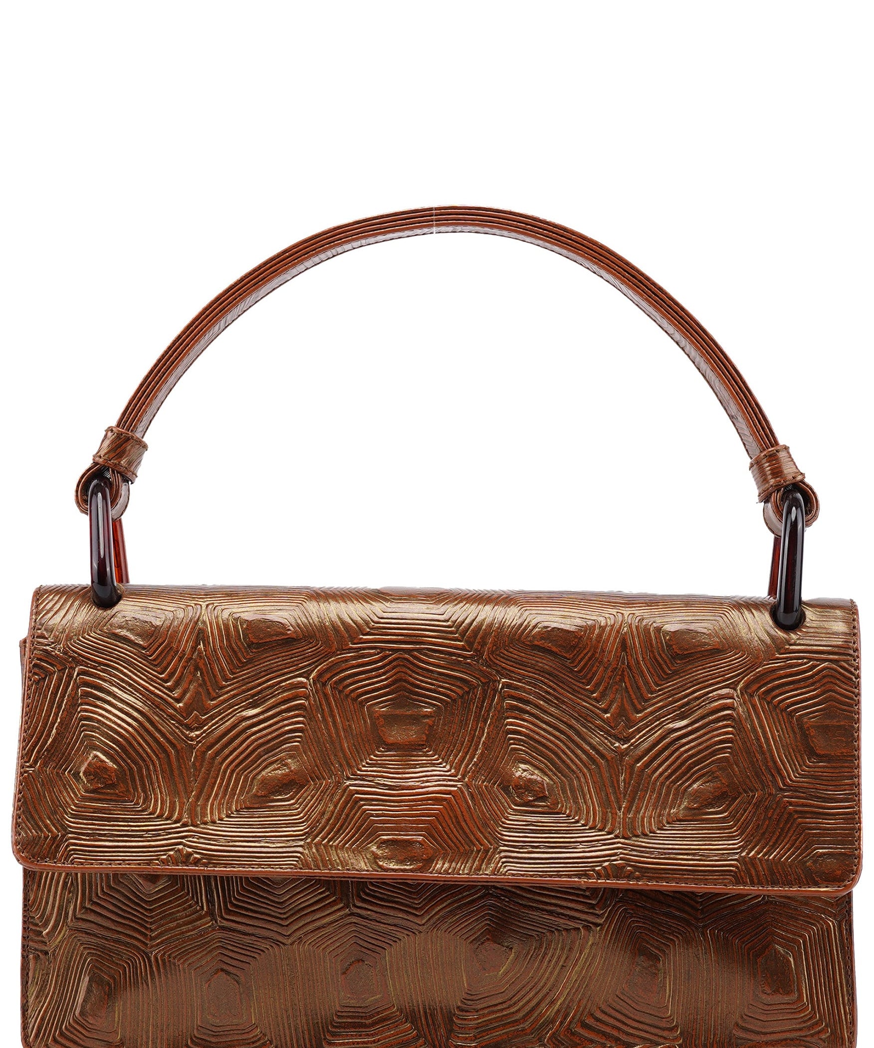 Prada Brown Tartaruga Patent Leather Shoulder Bag