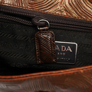 Prada Brown Tartaruga Patent Leather Shoulder Bag