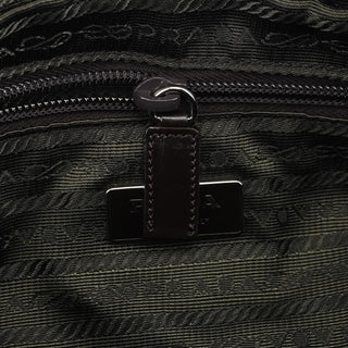 Prada Brown Tessuto Floral Appliqué Shoulder Bag