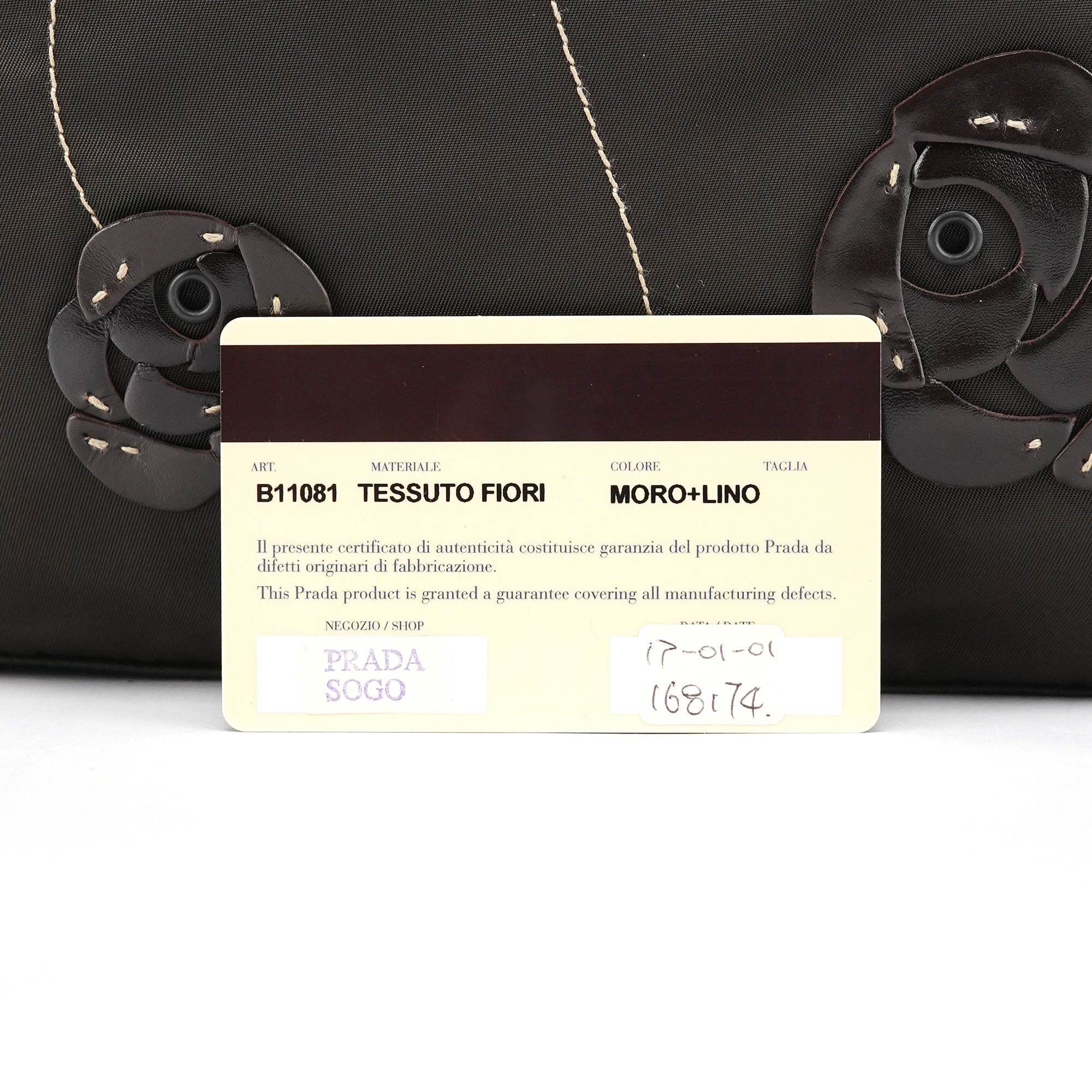 Prada Brown Tessuto Floral Appliqué Shoulder Bag