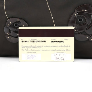 Prada Brown Tessuto Floral Appliqué Shoulder Bag