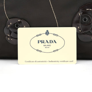 Prada Brown Tessuto Floral Appliqué Shoulder Bag