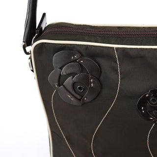 Prada Brown Tessuto Floral Appliqué Shoulder Bag