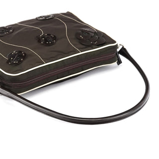Prada Brown Tessuto Floral Appliqué Shoulder Bag