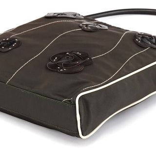 Prada Brown Tessuto Floral Appliqué Shoulder Bag