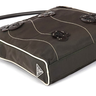 Prada Brown Tessuto Floral Appliqué Shoulder Bag