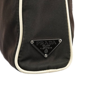 Prada Brown Tessuto Floral Appliqué Shoulder Bag