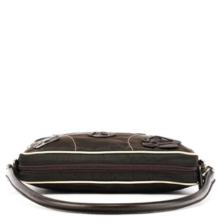 Prada Brown Tessuto Floral Appliqué Shoulder Bag
