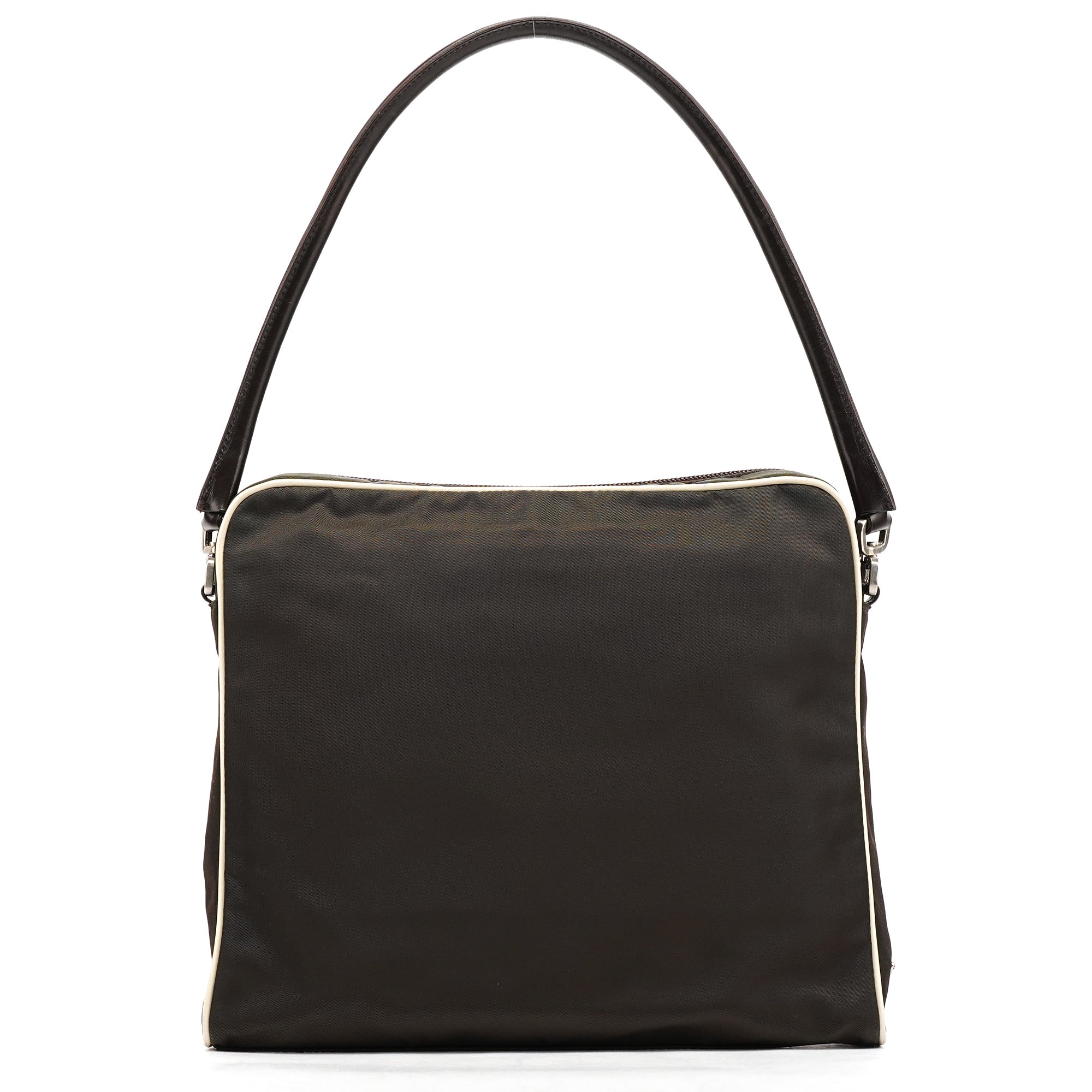 Prada Brown Tessuto Floral Appliqué Shoulder Bag