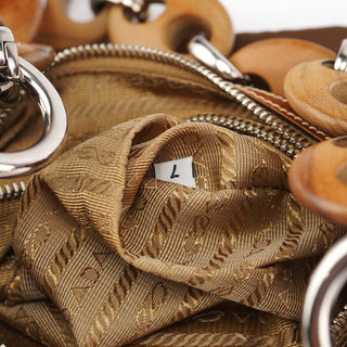 Prada Brown Tessuto Nylon Wood Link Shoulder Bag