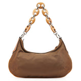 Prada Brown Tessuto Nylon Wood Link Shoulder Bag