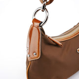 Prada Brown Tessuto Nylon Wood Link Shoulder Bag
