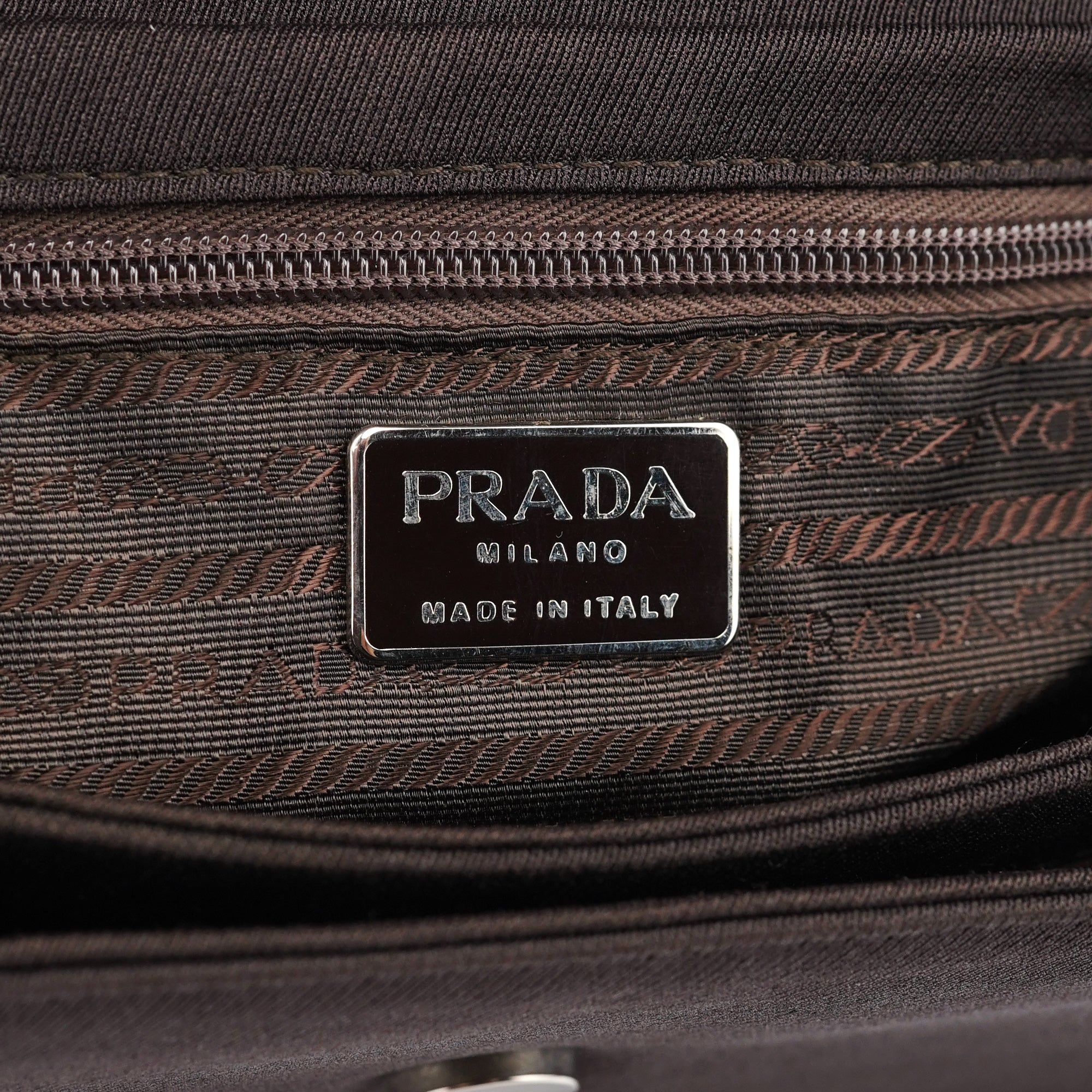 Prada Brown Tessuto Swing Chain Shoulder Bag