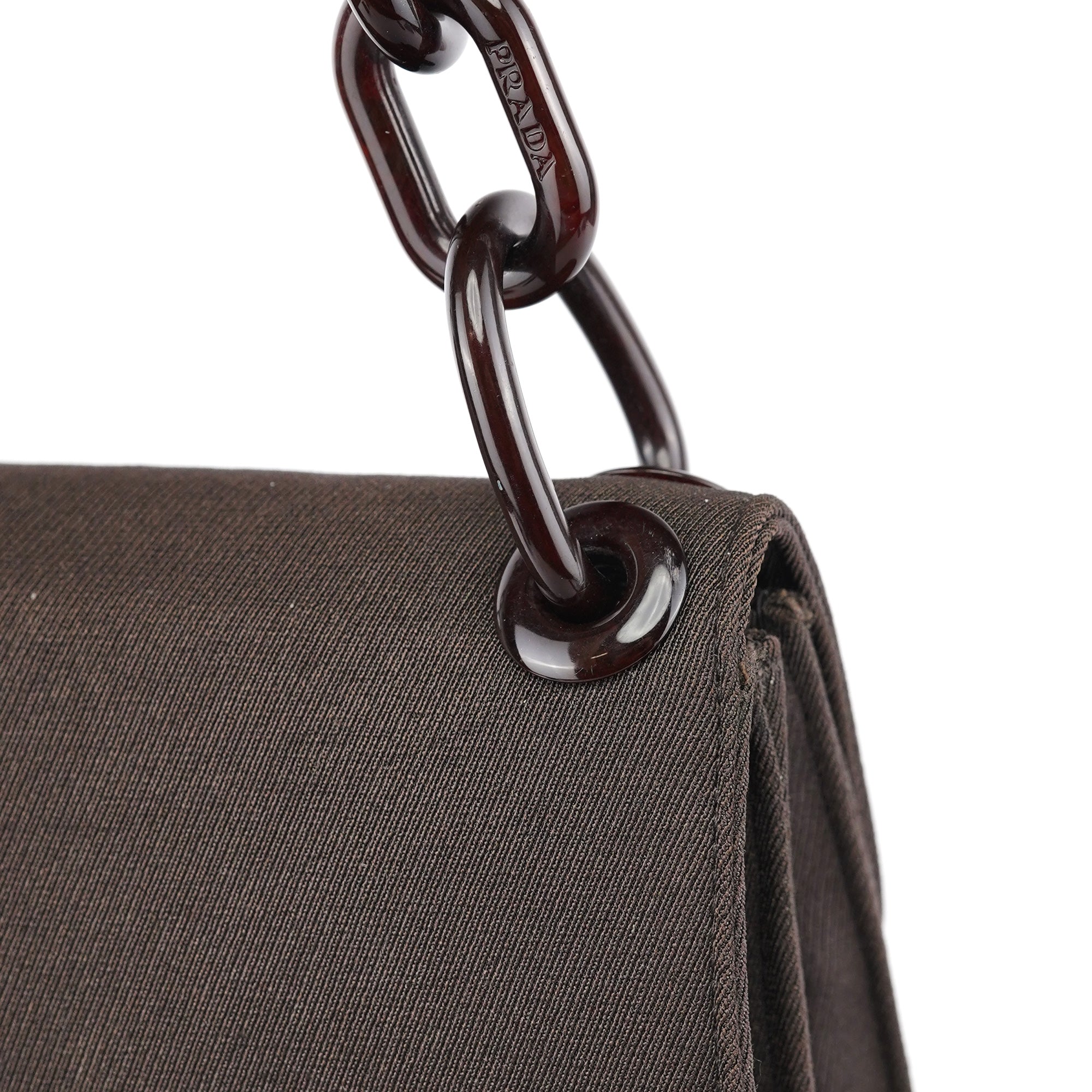 Prada Brown Tessuto Swing Chain Shoulder Bag