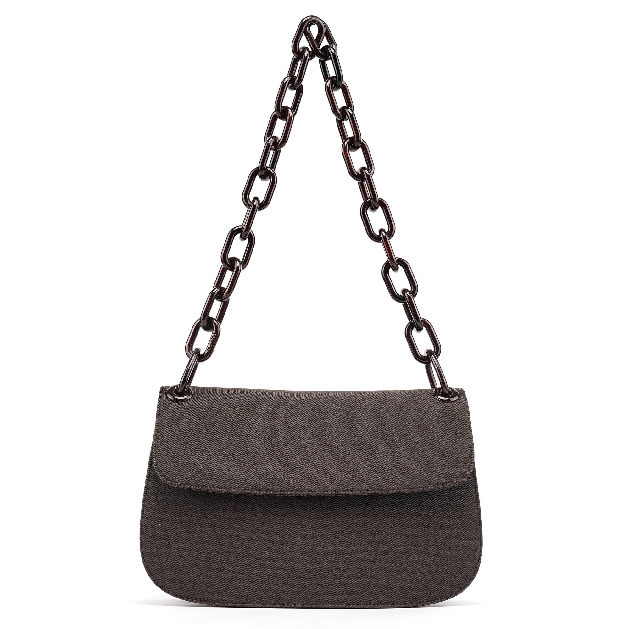 Prada Brown Tessuto Swing Chain Shoulder Bag