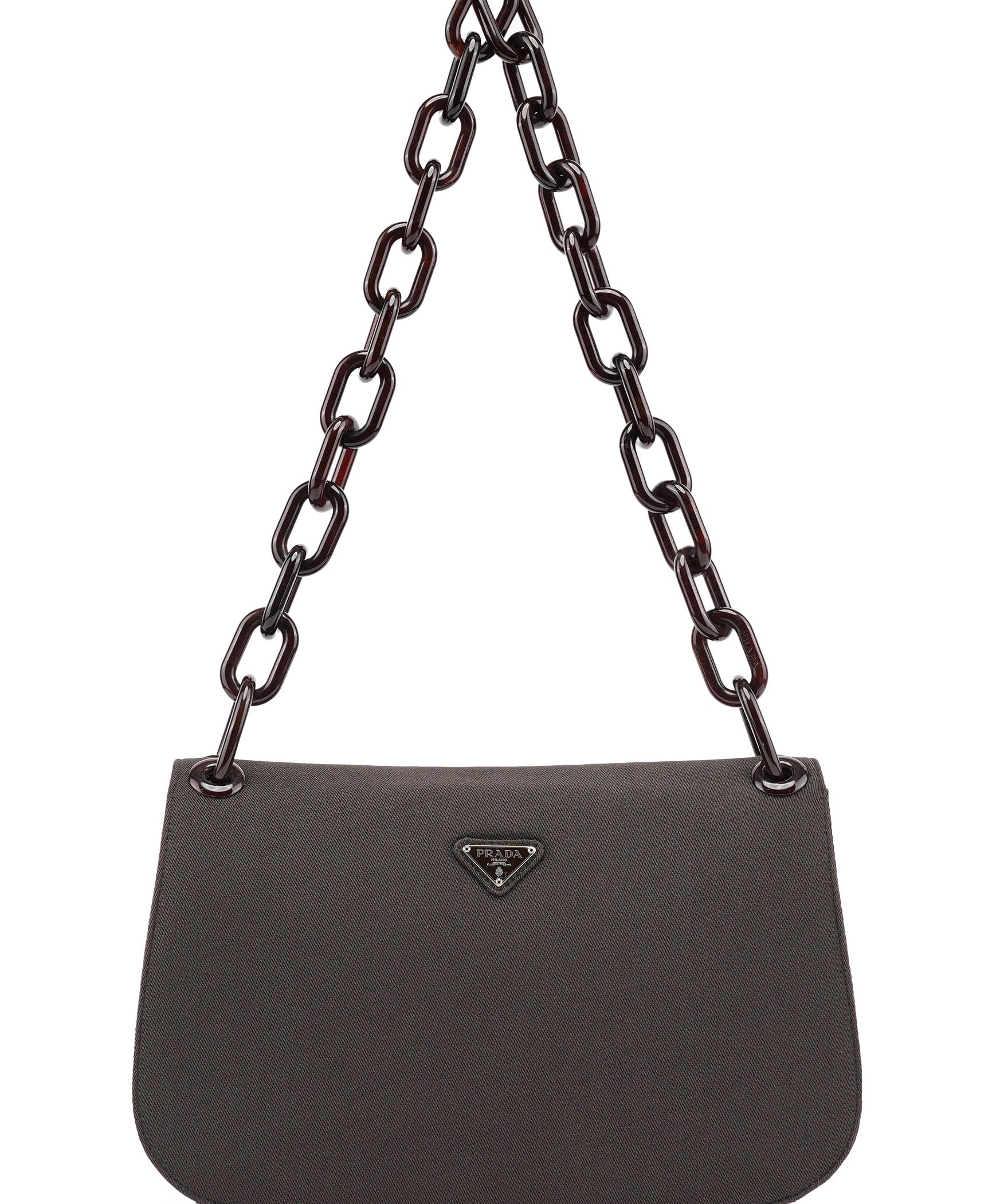 Prada Brown Tessuto Swing Chain Shoulder Bag