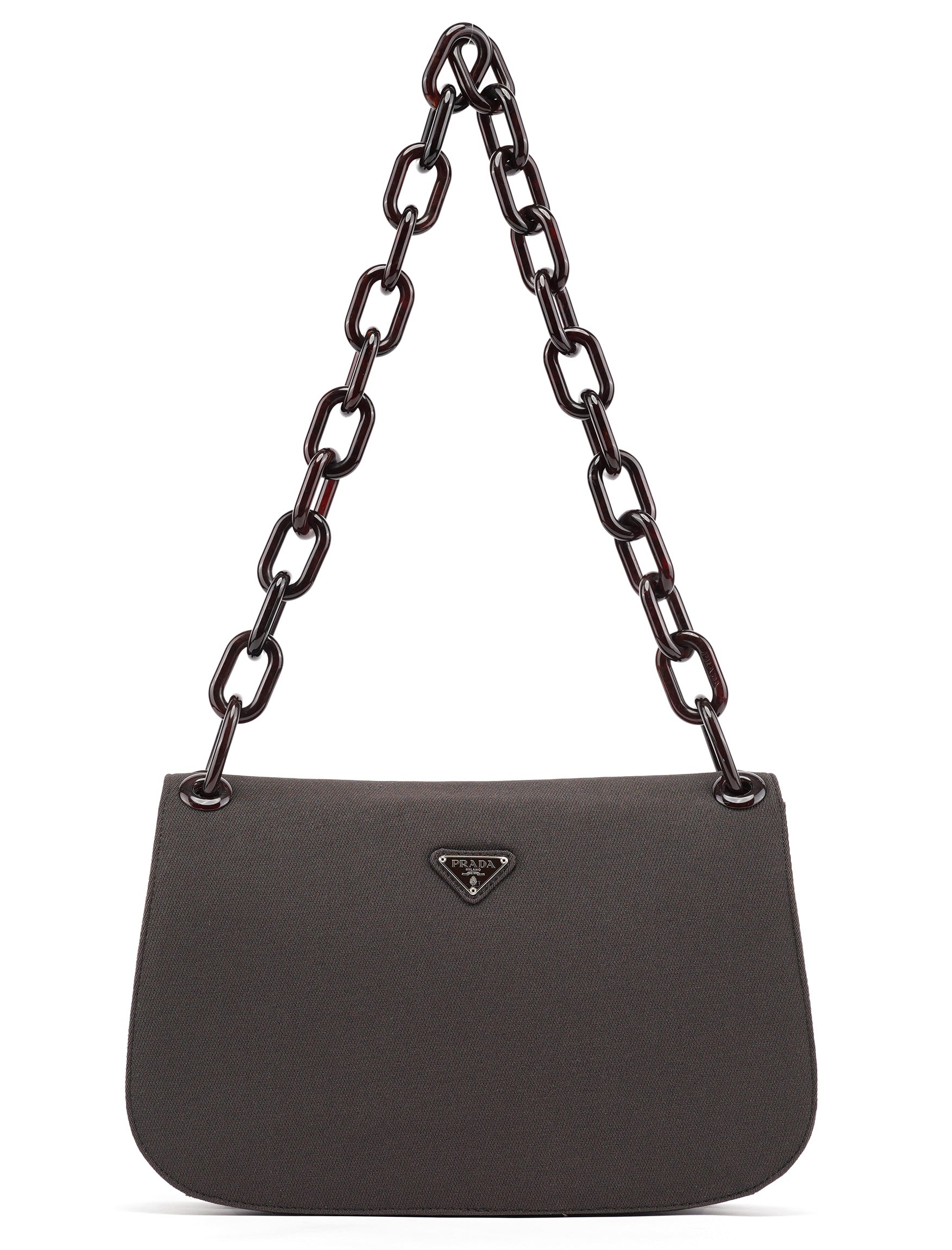Prada Brown Tessuto Swing Chain Shoulder Bag
