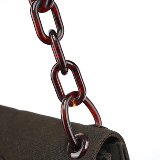 Prada Brown Tessuto Swing Chain Shoulder Bag