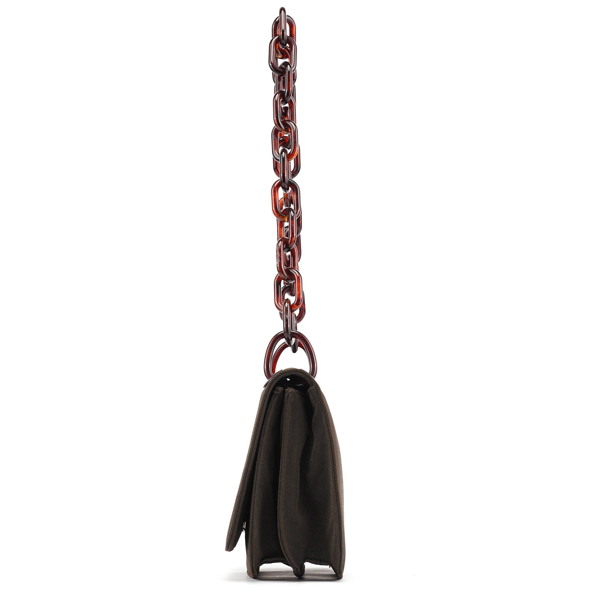 Prada Brown Tessuto Swing Chain Shoulder Bag