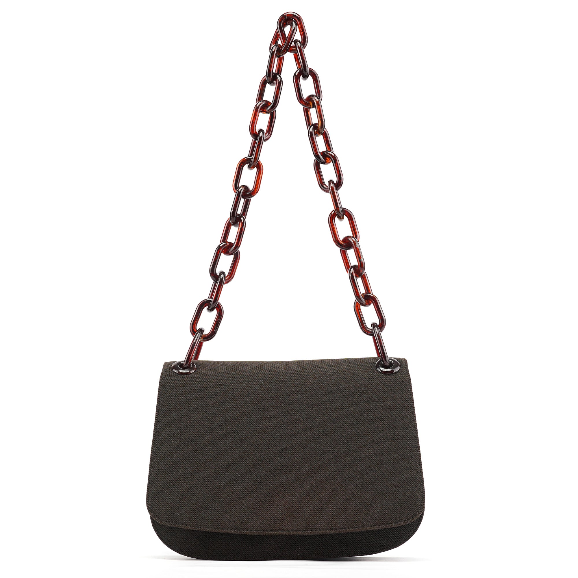 Prada Brown Tessuto Swing Chain Shoulder Bag