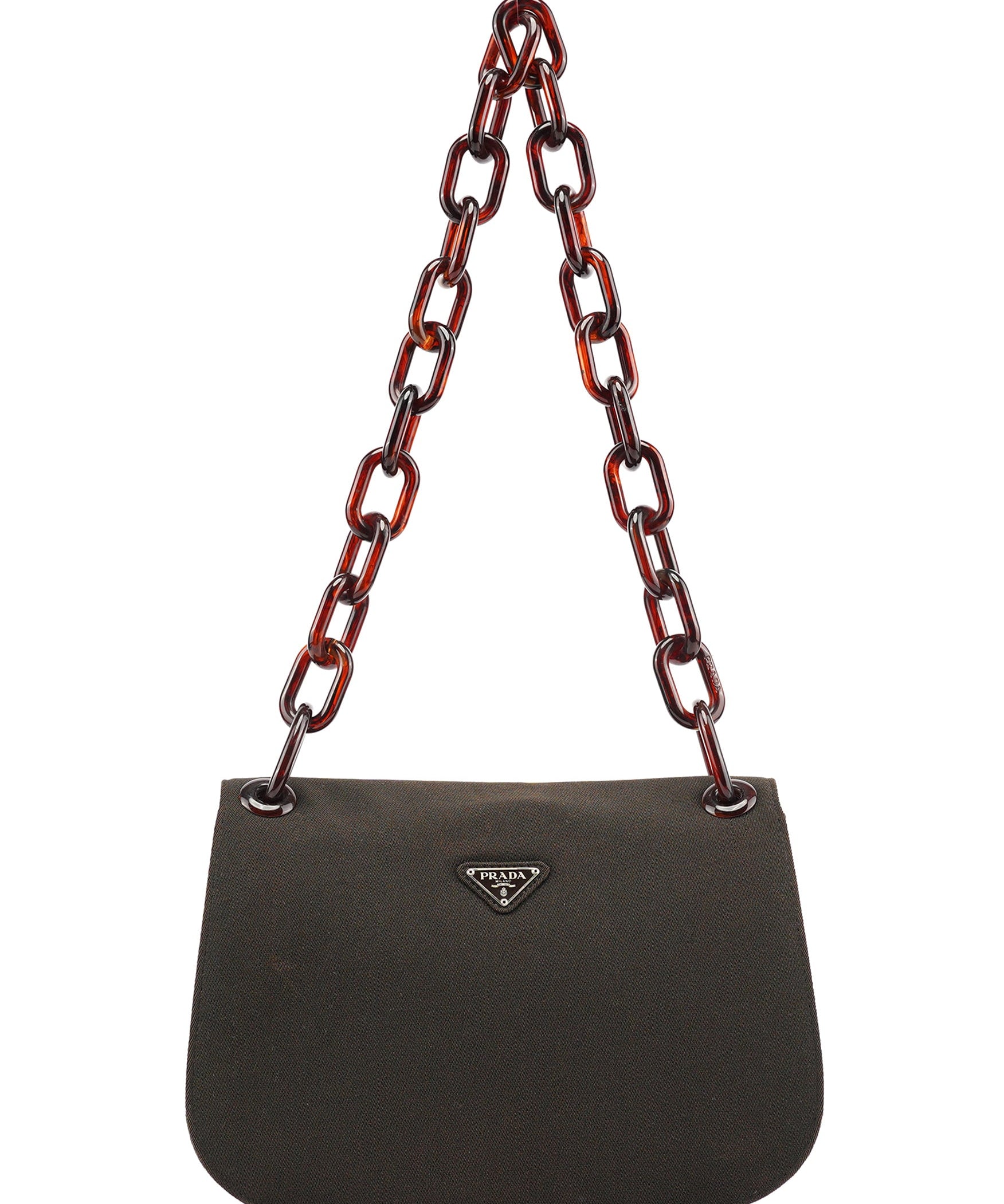 Prada Brown Tessuto Swing Chain Shoulder Bag