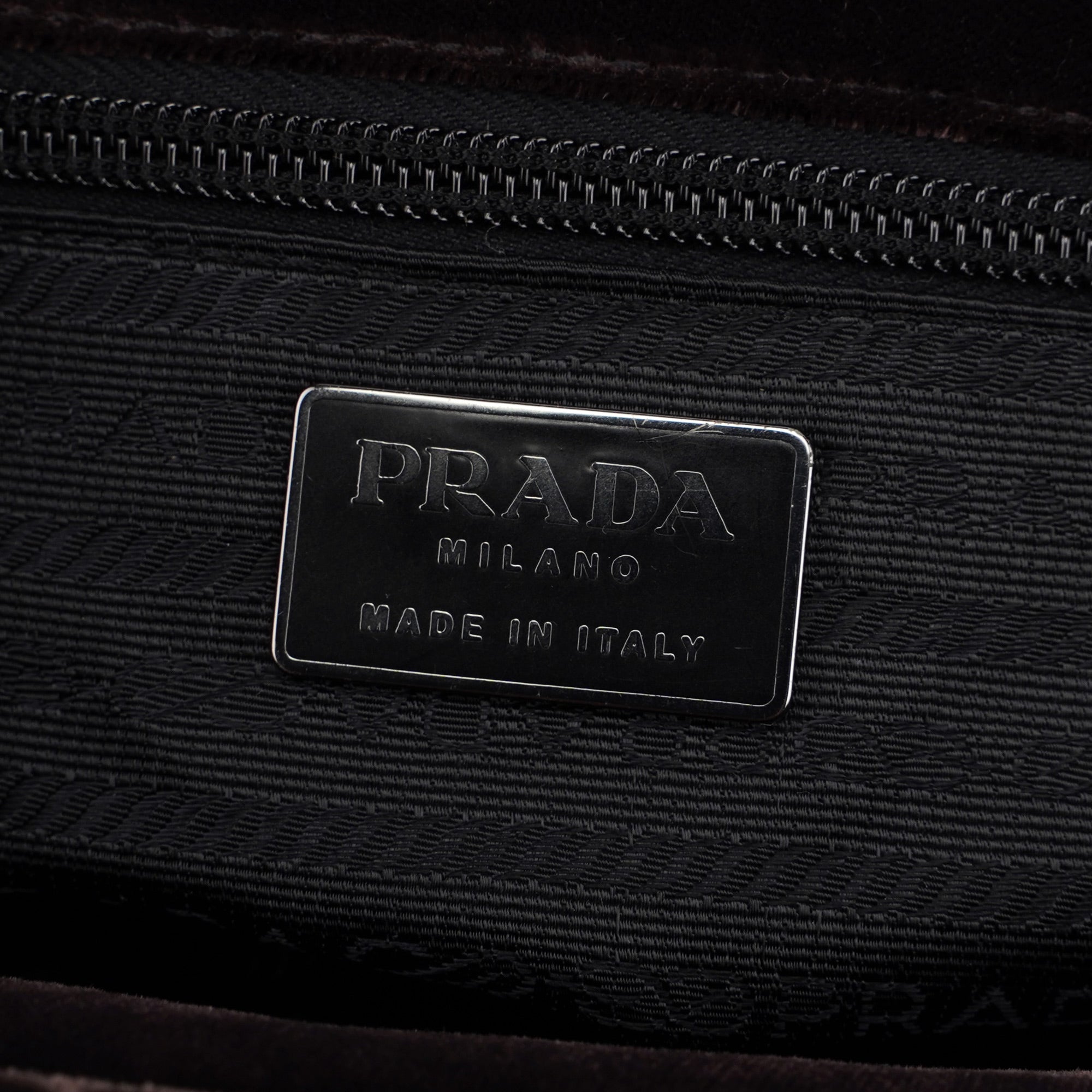 Prada Brown Velluto Top Handle Bag