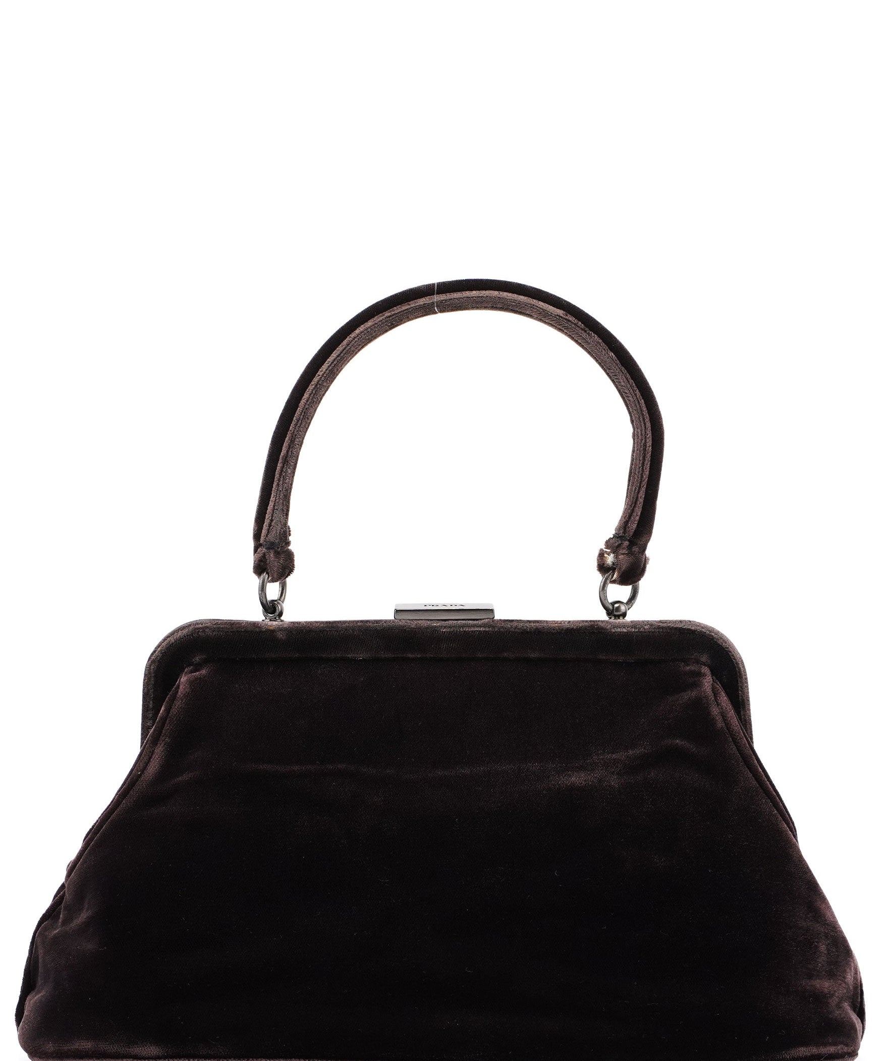 Prada Brown Velluto Top Handle Bag