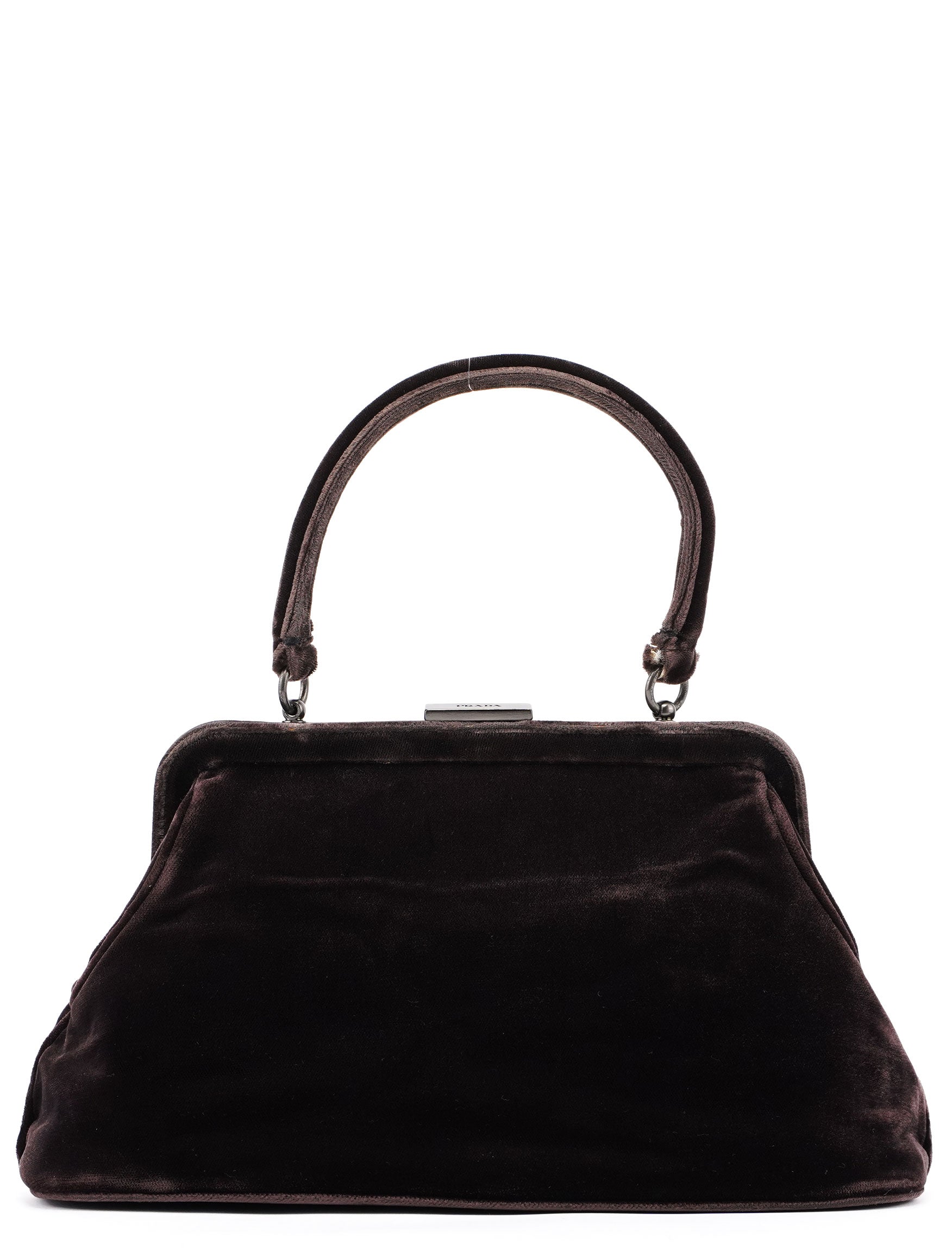 Prada Brown Velluto Top Handle Bag