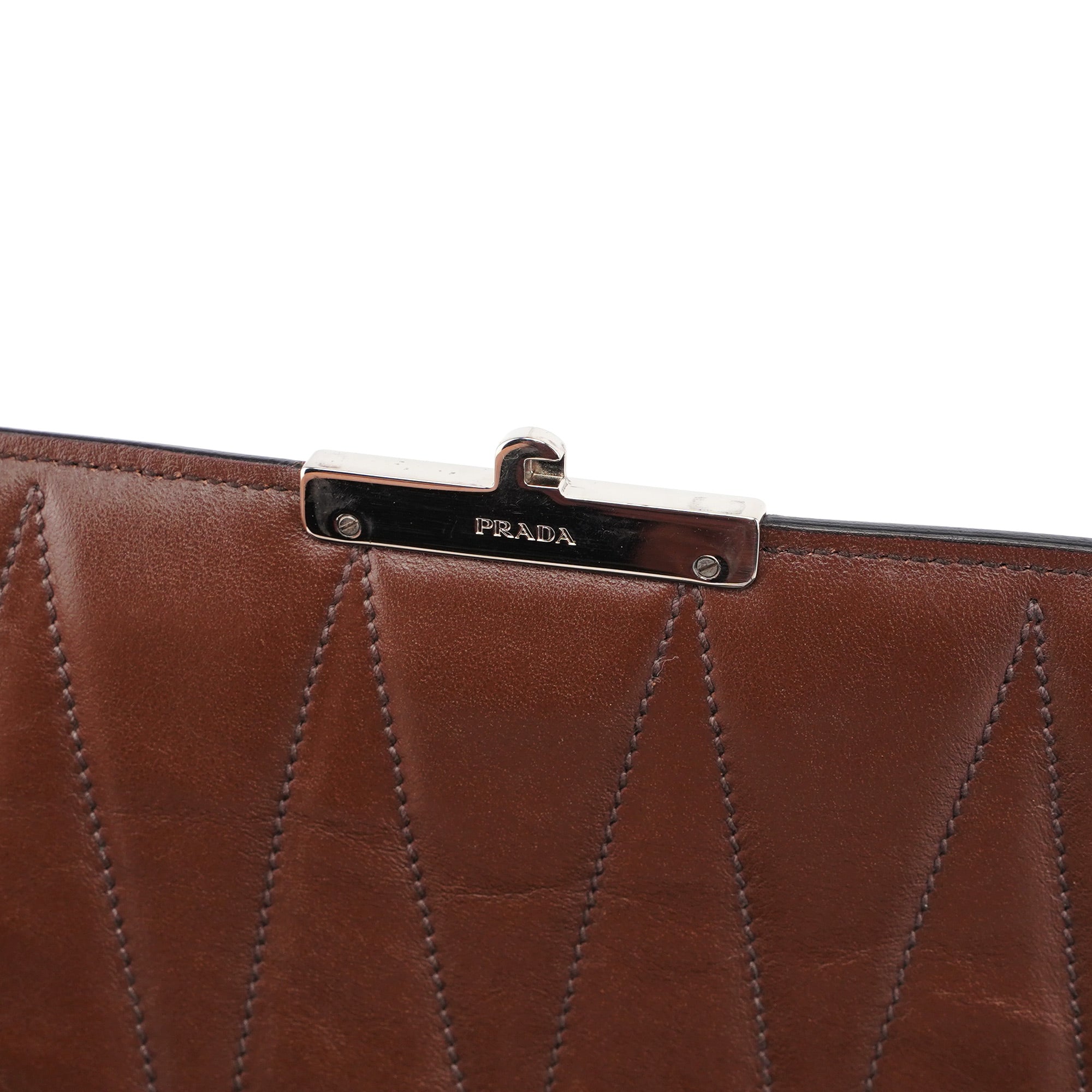 Prada BT0942 Brown Black Calfskin Leather Crossbody Bag