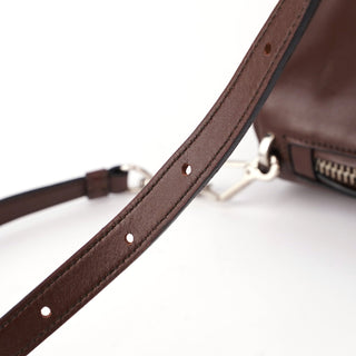 Prada BT0942 Brown Black Calfskin Leather Crossbody Bag