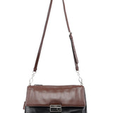 Prada BT0942 Brown Black Calfskin Leather Crossbody Bag