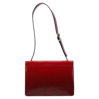 Prada Burgundy Gradient Spazzolato Buckle Shoulder Bag