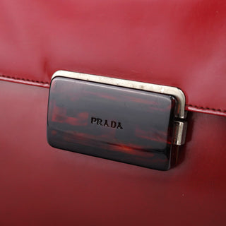 Prada Burgundy Gradient Spazzolato Buckle Shoulder Bag