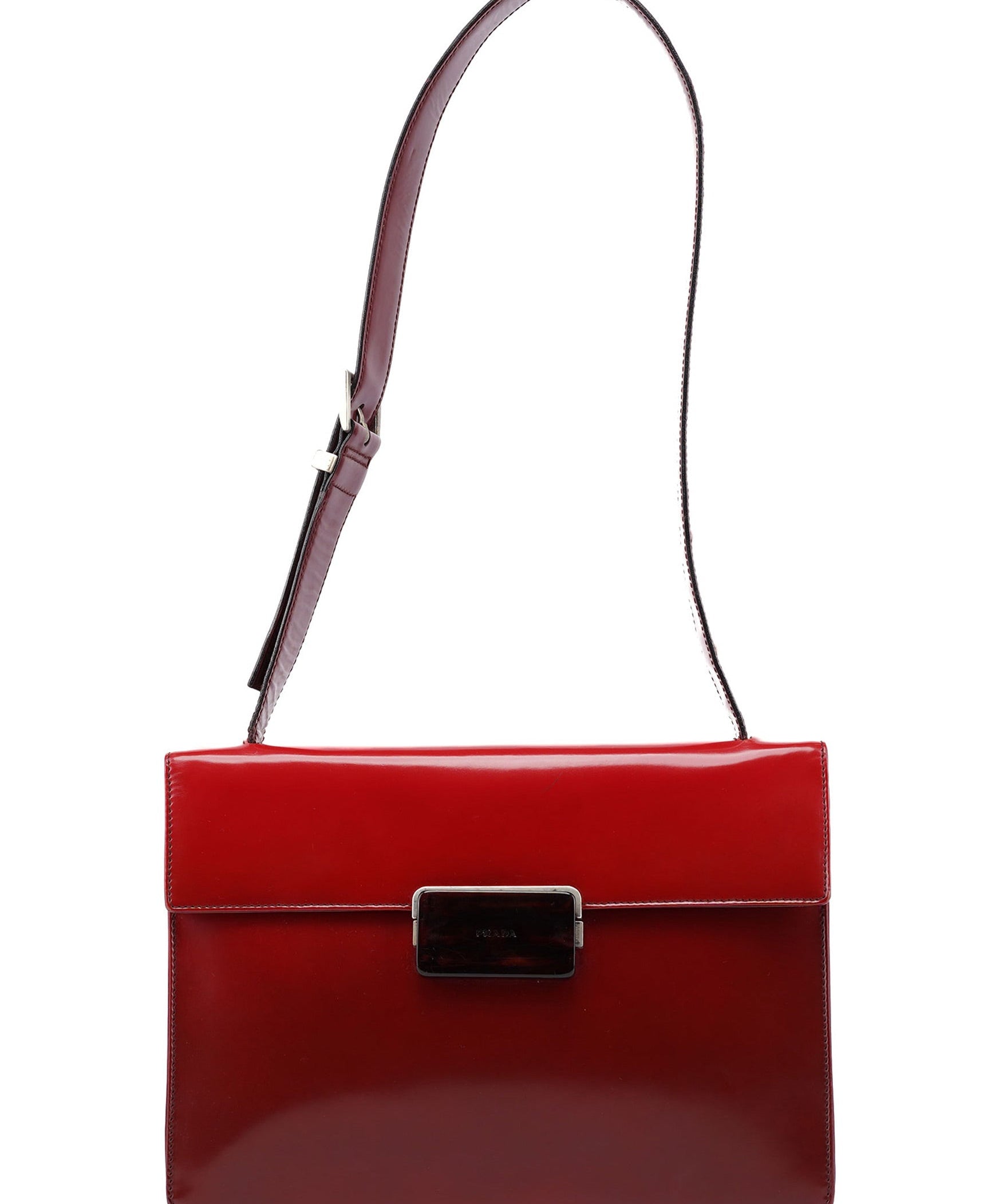 Prada Burgundy Gradient Spazzolato Buckle Shoulder Bag