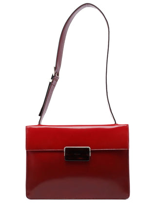 Prada Burgundy Gradient Spazzolato Buckle Shoulder Bag