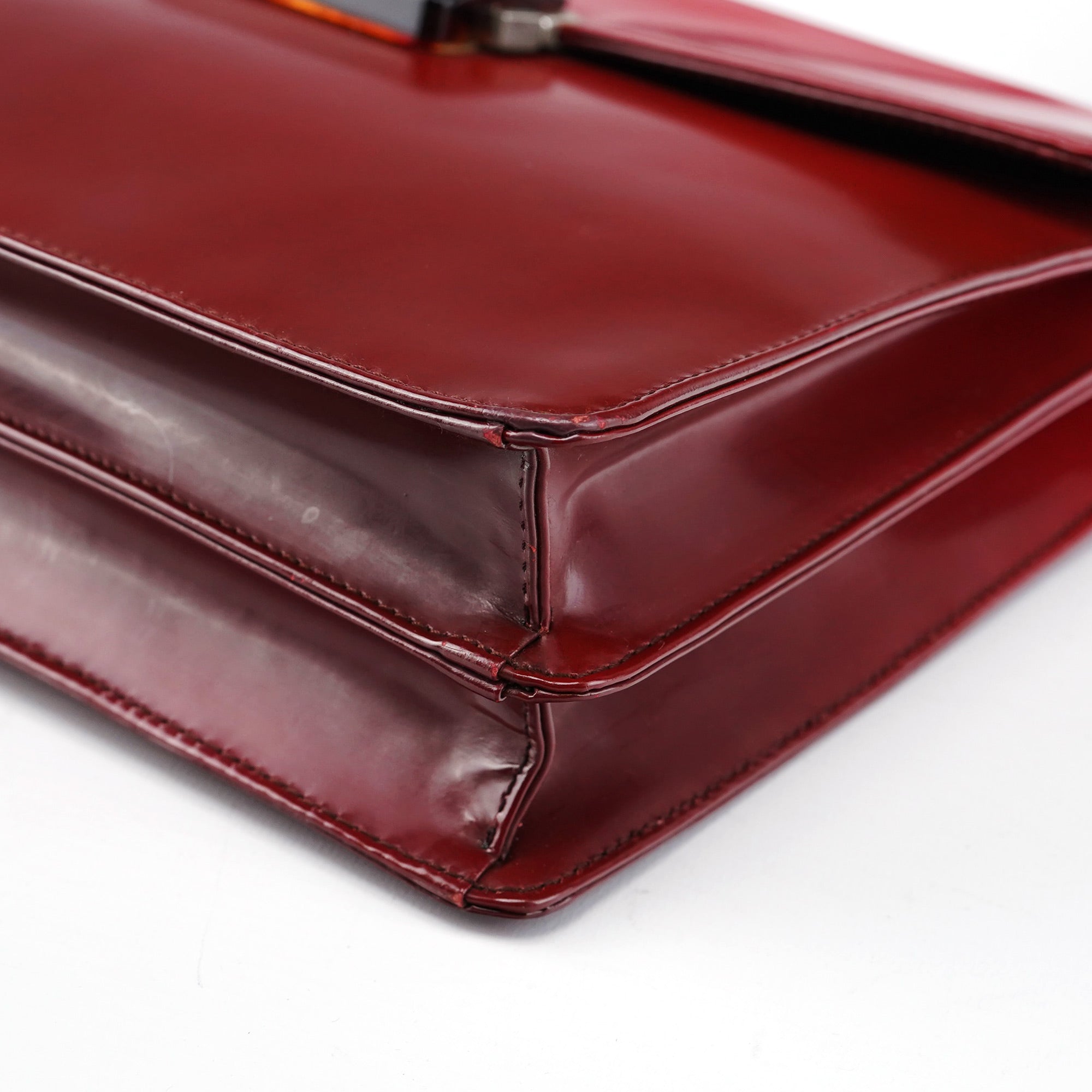 Prada Burgundy Gradient Spazzolato Buckle Shoulder Bag