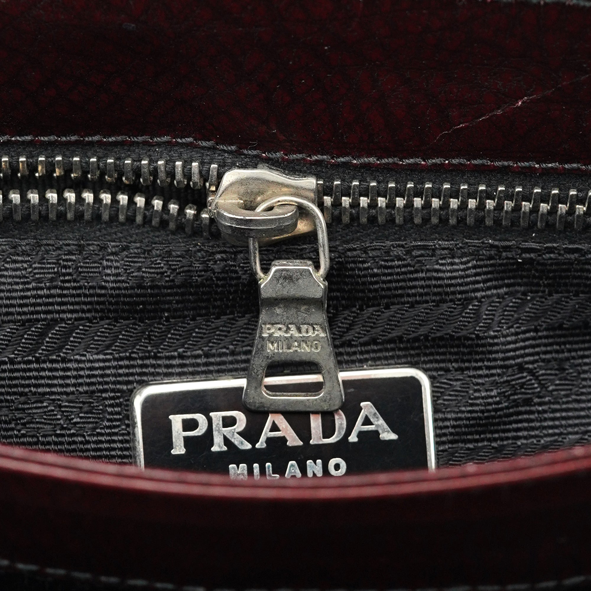 Prada Burgundy Llama Leather Buckle Shoulder Bag
