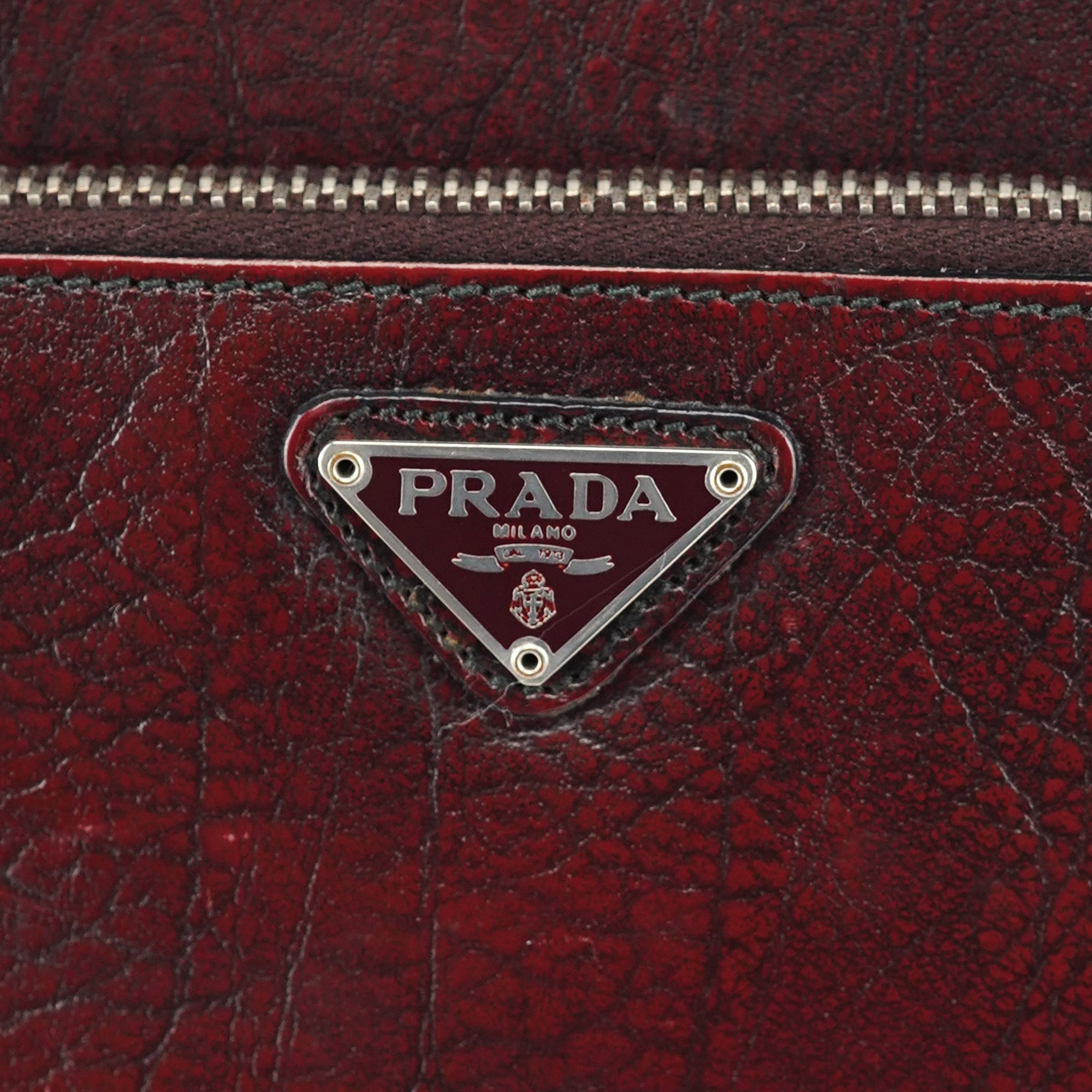 Prada Burgundy Llama Leather Buckle Shoulder Bag