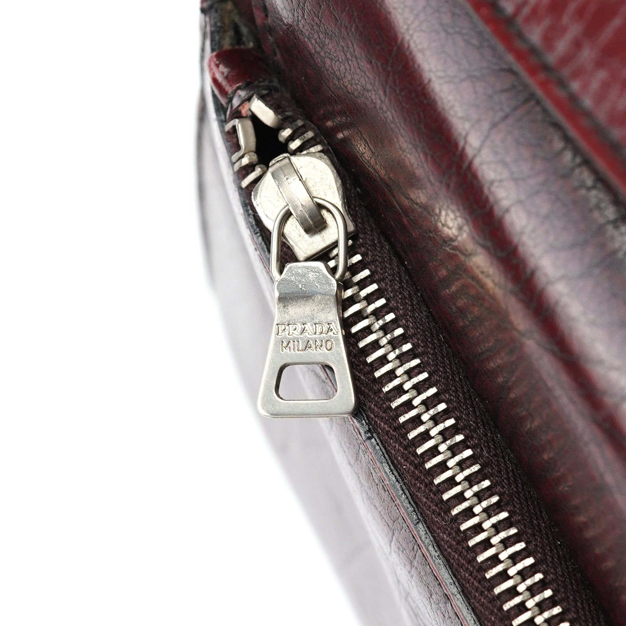 Prada Burgundy Llama Leather Buckle Shoulder Bag