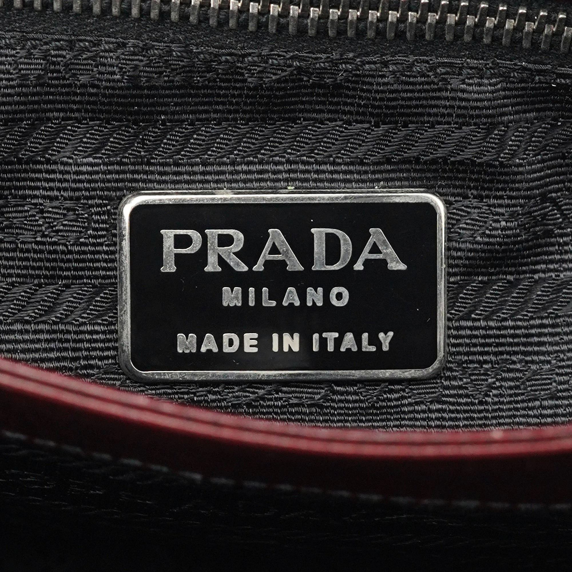 Prada Burgundy Llama Leather Buckle Shoulder Bag