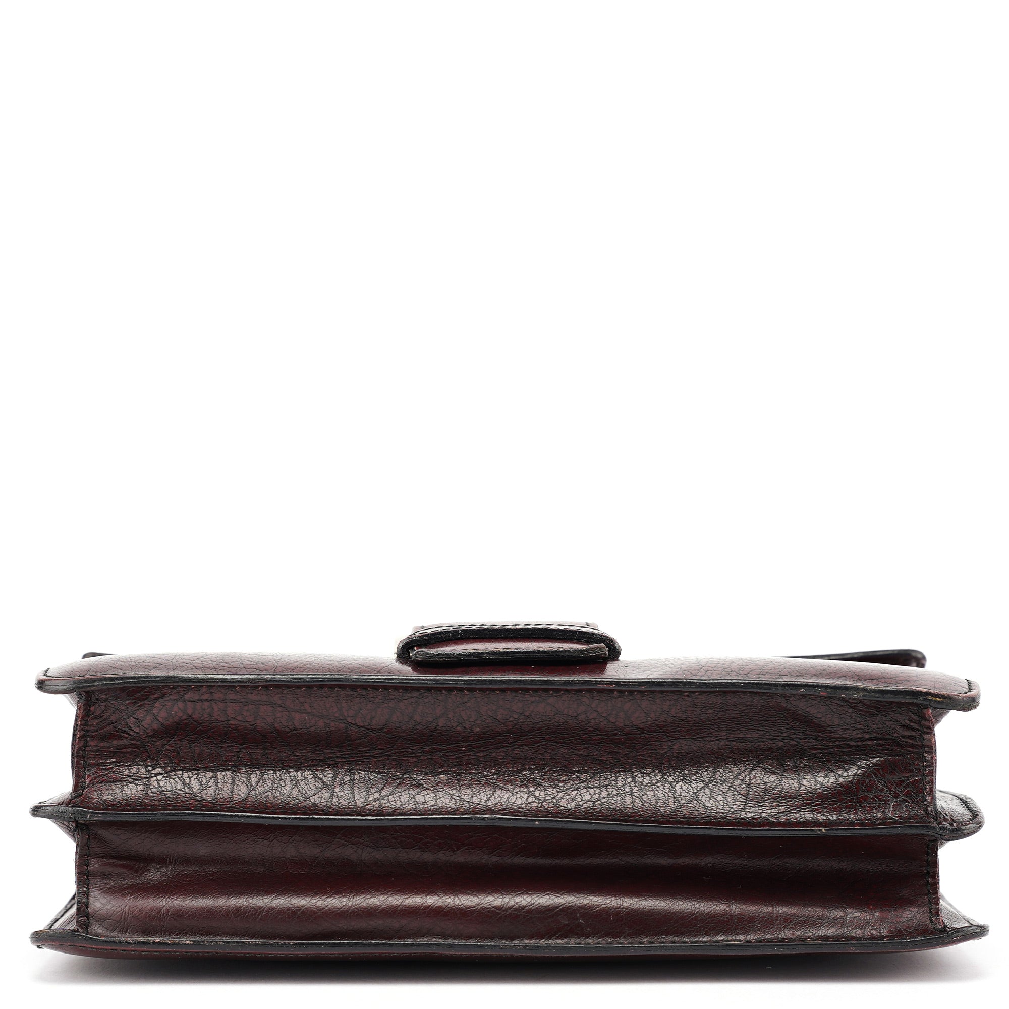 Prada Burgundy Llama Leather Buckle Shoulder Bag