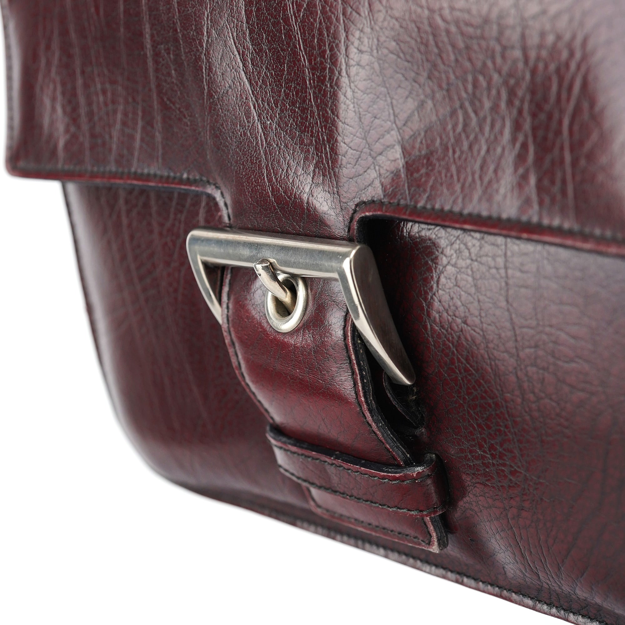 Prada Burgundy Llama Leather Buckle Shoulder Bag